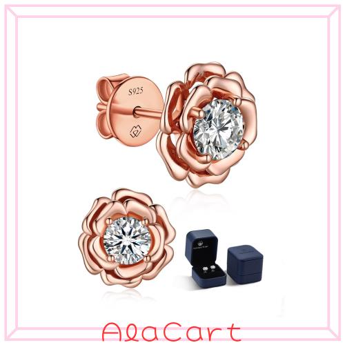 MomentWish モアサナイト ピアス レディース バラ シルバー925 6mm