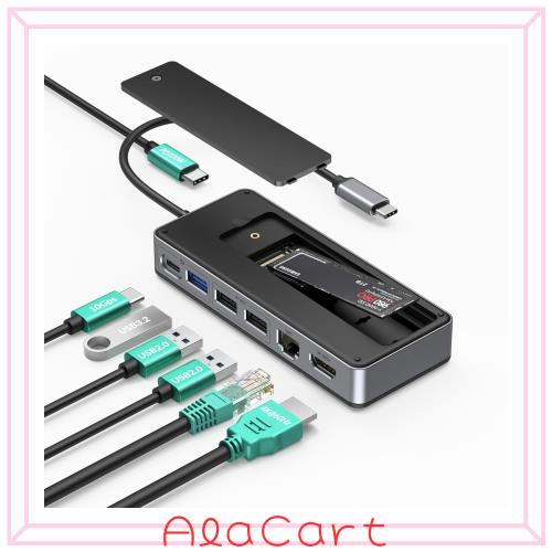 GiGimundo 8-in-1 ドッキングステーション 10Gbps USB 3.2 Gen2 M.2 NVMe SSD対応 PD 100W