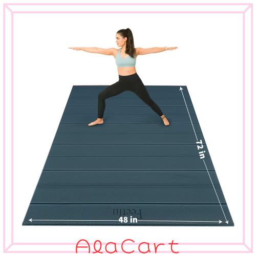 Feetlu 折りたたみヨガマット - 厚さ8mmx120cmx180xm, エクササイズマット, ヨガマット大きめ