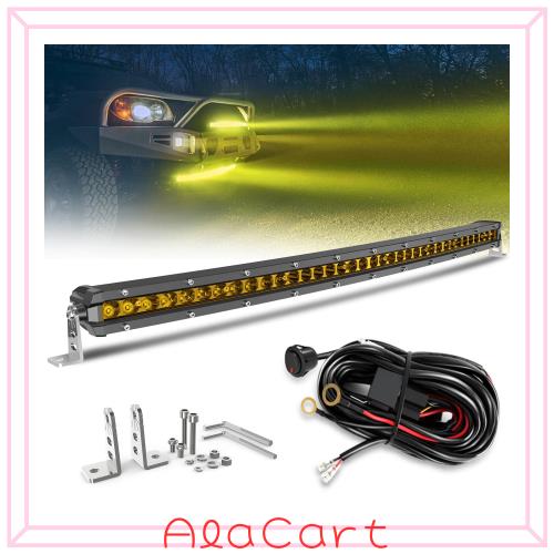 ブレイブ・ウェイ ledライトバー 車 26インチ イェロー LEDワークライト12V/24V兼用 108W 10,800LM 高輝度 IP68防水 広角＆狭角 一体型 車の通販は