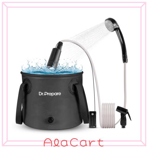 Dr.prepare ポータブルシャワー アウトドア 2200mAh電池 小型シャワーヘッド付き USB充電式 持ち運び キャンプ 旅行 ペット浴 水遣り 洗