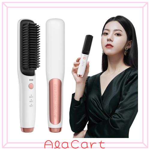 ストレートブラシ ヒートブラシ ヘアアイロンブラシ ヘアアイロン コードレス ストレート カール USB充電式 160~200℃ 3段階レベル調整 の通販は 5,859円