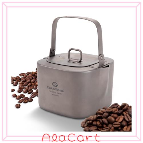 COOK’N’ESCAPE チタンクッカーセット コーヒーポット キャンプ 角型 ラーメンクッカー やかん コッヘル 3点セット アウトドア 軽量 コン