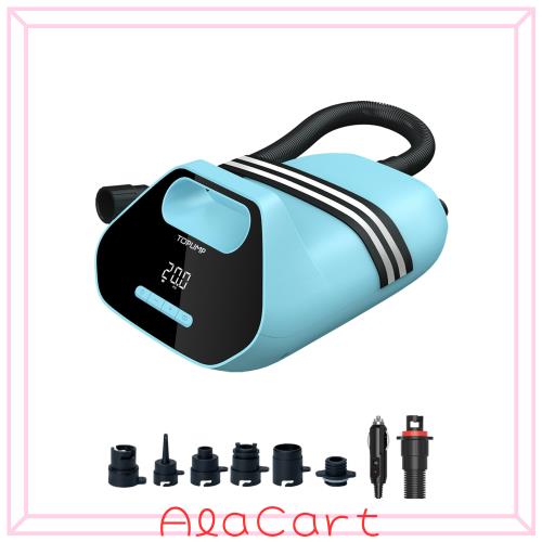 TOPUMP 7800mAh充電式SUPエアポンプTPS300、オートオフ機能付き20PSI電動パドルボードポンプ、デュアルステージインフレーション＆デフレ