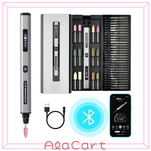 ARROWMAX のスマート ミニ電動彫刻ペン、中空カップ モーター、アルミケース付き 42 ビット、OLED、磁気充電、ミニ ロータリー ツール、の通販は 10,457円