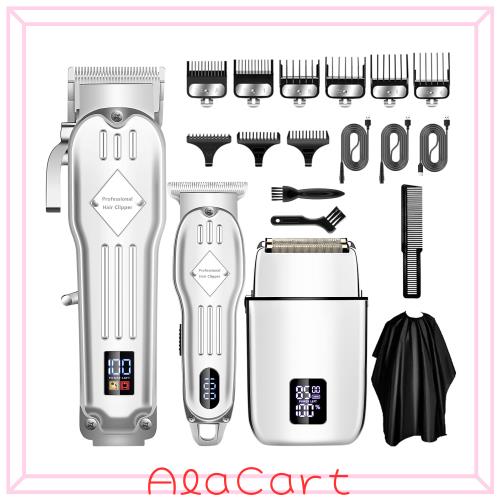 Soonsell メンズシェーバー バリカンセット 往復式シェーバー USB充電式 LCD表示 自動研磨 電気シェーバー ひげそり 低騒音 理髪美容セッ