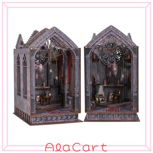 Spilay Booknook ミニチュア ドールハウス キット ブックスタンド 本棚の装飾品 ドールハウス DIYクラフト 手作り木製ギフトドールハウスの通販は