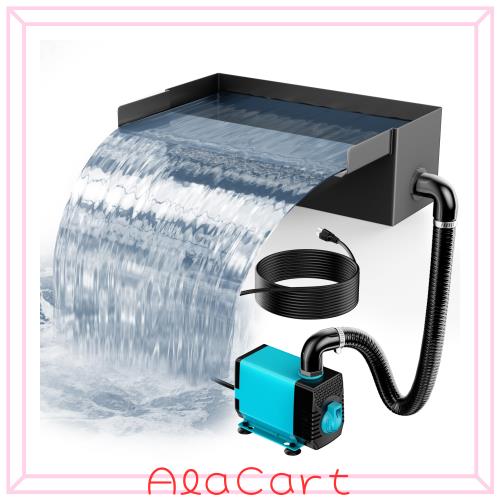 NFESOLAR 池用滝ボックス ポンプキット付き 304ステンレススチール 池用滝排水路 40W 660GPHポンプ付き 池用 3メートル波形チューブ付き