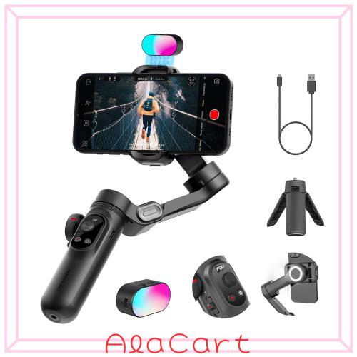 AOCHUAN SMART X PROスマホジンバル折りたたみ式手持スタビライザー ズームボタンOLED画面LEDライト調光可能AndroidスマホとiPhone 15/14
