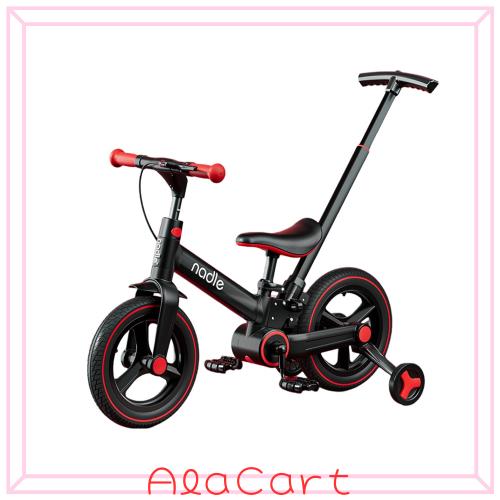 Gorocking 自転車 子供用 12インチ 折りたたみ 一台五役 補助輪＆押し棒＆スタンド付き 3色 ワンタッチ 組み立て 95％完成 (レッド)