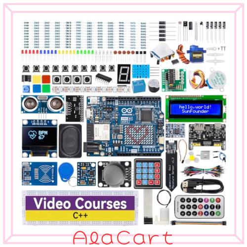 SunFounder Elite Explorer Kit ？ オリジナル Arduino Uno R4 WiFi 搭載、RoHS 準拠、Bluetooth IoT、スーパースターターキット、充電式