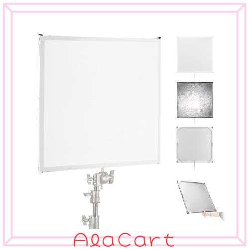 NEEWER 撮影用レフ板 光拡散パネルスクリムキット サンスクリム反射板 シルバー/ホワイト反射板フィルム/5/8”ベビーピンハンドル付き 75x