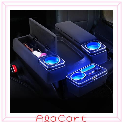 BUYFULL ハイエース 200系 レジアスエース 200系 アームレスト コンソールボックス 肘置き ブルーled 小物入れ収納ボックス PU 落下防止 の通販は