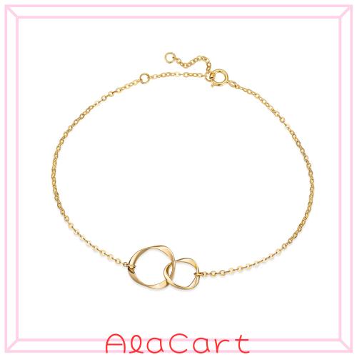 [FANCIME] 18金 ブレスレット レディース K18 イエローゴールド ダブルループ サークル メビウス 腕輪 クリスマス 母の日 誕生日 記念日
