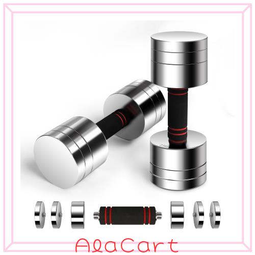 【公式】DoubleTT ダンベル 10kg2個セット 可変式 2.75kg→5.5kg→7.75kg→10kg ？面の仕上げ 一台多役 スチール製 小型 クロームメッキ の通販は
