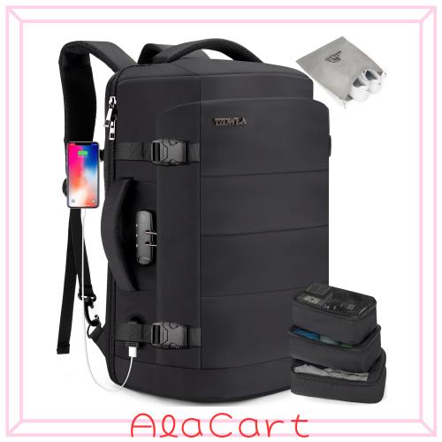 [Tzowla] 40L 旅行用ラップトップバックパック メンズ レディース 機内持ち込み可、大容量 防水 盗難防止 USBポート付き ビジネス カジュ