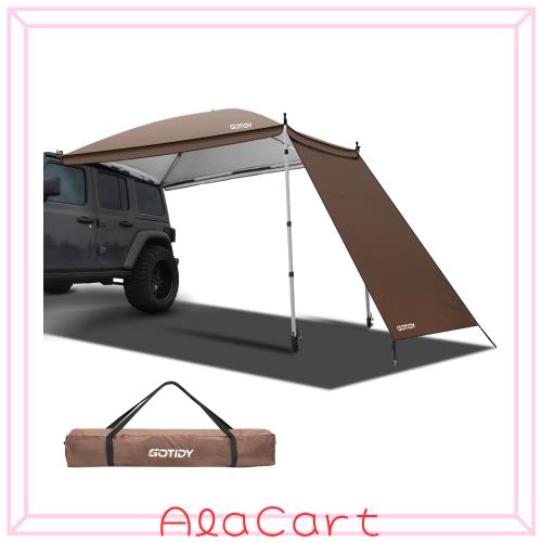 GOTIDYカーサイドタープ ワンタッチ 車 タープ テンションポール伸縮版 サイドタープ サイドオーニング キャンプ 4~6人用 UV加工済 210Ｄ