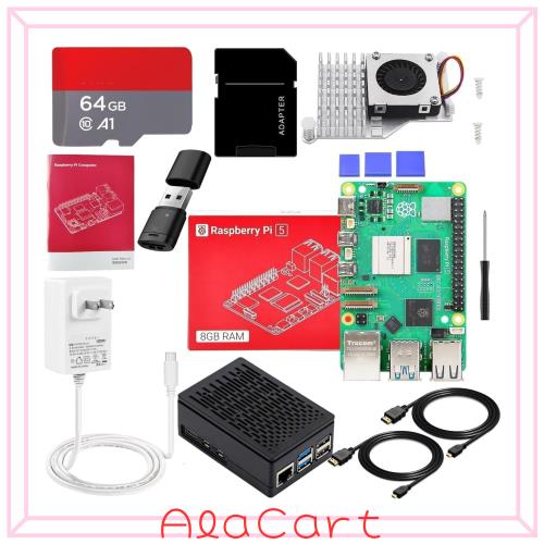 Vesiri Raspberry Pi 5 Starter Kit 技適済み raspberry pi 5 kit ラズベリーパイ5 8GBボード/アクティブクーラー/PD電源アダプター/64GB