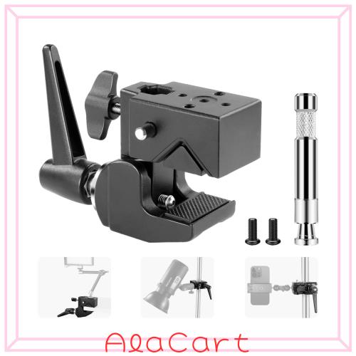 NEEWER 2個 スーパークランプ 5/8 ”スタッド、スプリングロック、2.4”/6cmジョーグリップ付き 頑丈なカニポールクランプ 平面/丸型表面用