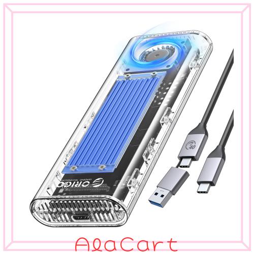 ORICO M.2 SSD 外付けケース 40Gbps 工具不要最新 USB4 NVMe M.2 SSDケース ファン内蔵の透明Thunderbolt 4 SSD ケース2230 2242 2260 22の通販は