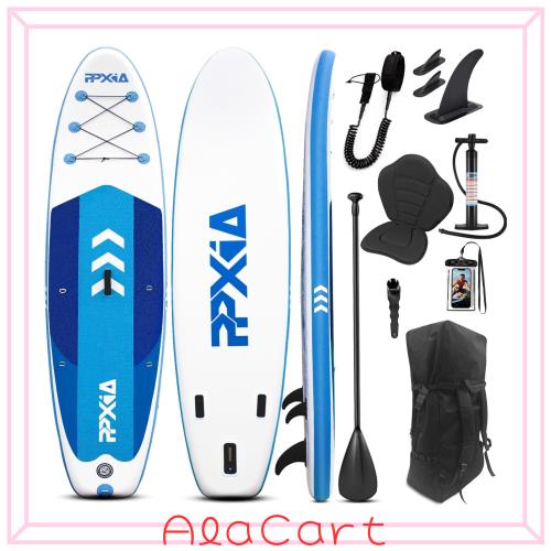 PPXIATO SUP ボード インフレータブル パドル耐荷重量200kg ボード カヤックシート付け 長320cm 幅82cm 厚15cm 両用パドル スタンドアッ