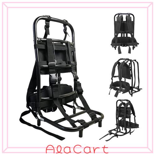 超荷重75kg 背負子 キャリー 軽量 背負う補助具 背負い子 背負投 釣りや登山に適する 背負い持ち しょいこ 折りたたみ可能 (ブラック-2)