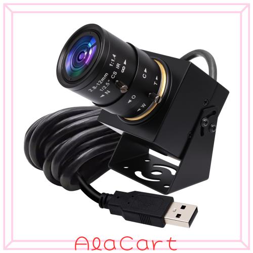 ELP 4K USB カメラ マイク付き マニュアルズーム ウェブカメラ 5-50mm 可変焦点 PC カメラ コンピューター用 ミニ UVC USB2.0 ウェブカメ