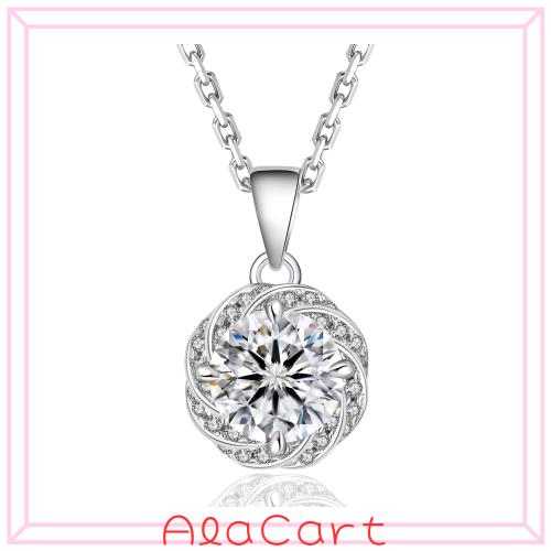 [KRKC] ネックレス レディース モアッサナイト 一粒ダイヤ シルバー925 モアサナイト ペンダントネックレス 金属アレルギー対応 ホワイト