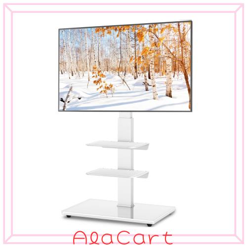 Rfiver テレビスタンド tvスタンド テレビスタンドロータイプ 32-70インチ対応 3段 高さ調整可能 ラック左右回転30° 強化ガラス 耐荷重5