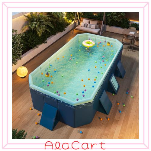 Hyindoor ビニールプール 空気入れ不要 2.1m 子供用 ペット用 折りたたみ式 大型プール 収納便利 家庭用 水遊びプール 暑さ対策 アウトド