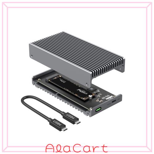 Qwiizlab ファンレス 40Gbps USB4 Thunderbolt 外付けSSDエンクロージャ アルミニウムヒートシンクシャーシ付き、M.2 NVMe PCIe SSD最大8