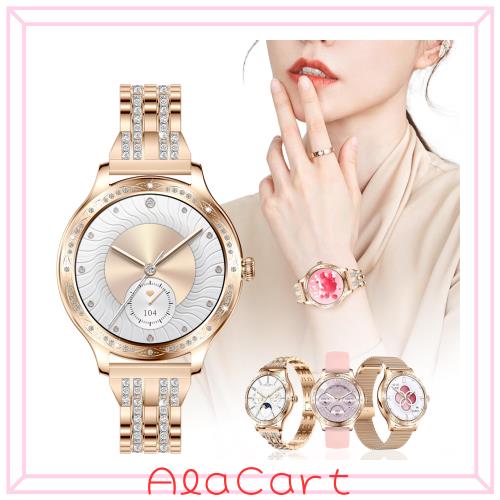 スマートウォッチ 絶妙なダイヤモンドデザイン 女性に向け 母の日 敬老の日 プレゼント Smart watch レディース 1.27インチ 3種バンド付