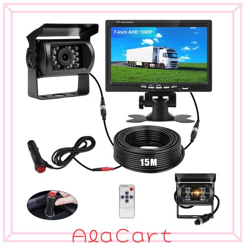 AHDバックカメラモニター セット 1080Pバックカメラ 7インチIPSモニター 12V~36Vまで対応可能 防塵防水カメラ ガ 暗視補正機能 10M延長ケ