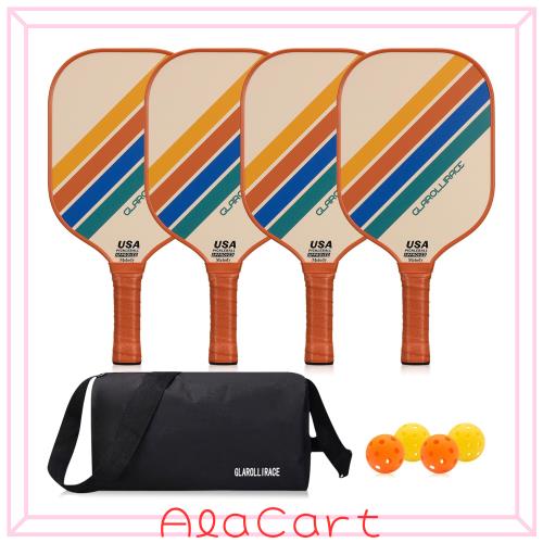 Pickleball Paddles ピックルボールパドル、USAPA承認のピックルボールラケット 4個、ガラス繊維表面とPPハニカムコア ハンドル、4つの屋