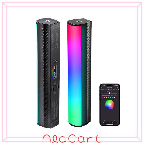 NEEWER 23cm スティックライト マグネット式 手持ちスティックライト フルLED撮影用ライト LEDビデオライト APP制御 2550mAh電池 2500K-8