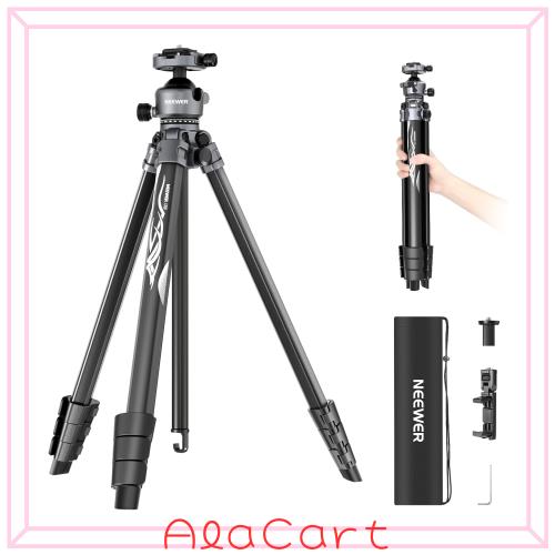 NEEWER LITETRIP LT07 トラベル三脚 156cm アルミ製 軽量 パン/チルトロープロファイルボールヘッド/Arca型QRプレート付き ビデオ/一眼レ
