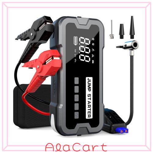TERLYBAO ジャンプスターター ピーク電流4000A 電動空気入れ150PSI 40L/MIN 100W搭載 12V車用 一台四役 (8.0Lガソリン・6.5Lディーゼル車