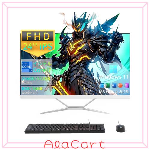 WEY デスクトップ 一体型PC Core i7 24インチ オールインワン 一体型パソコン 16GB メモリ SSD 512GB/フルHD（1980x1080)/ Windows 11 Pr