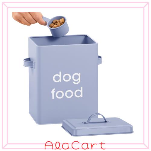 Navaris ペットフードストッカー 保存容器 犬 餌入れ - フードコンテナ 蓋付き収納ボックス ドッグフード 大容量 収納 - 計量カップ付 容