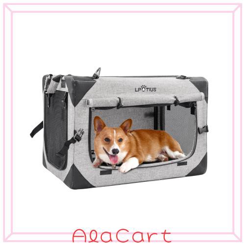 LPOTIUS 折りたたみ ペット クレート 小型犬 猫 猫犬兼用 2Way 多機能 ポータブル ペットケージ 持ち手付き 4面通気 安定 ペットハウス の通販は