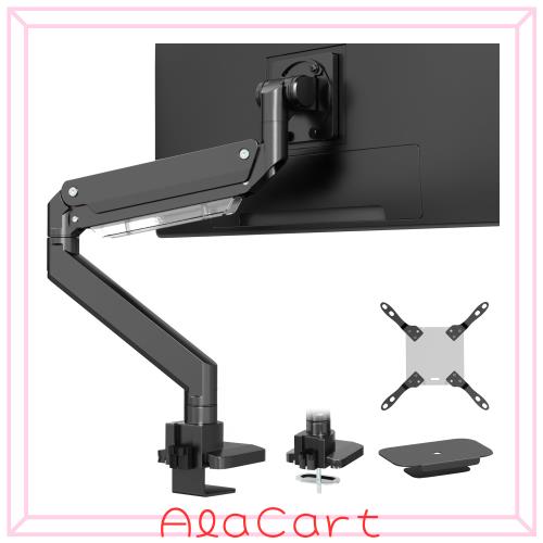 WORLDLIFT モニターアーム シングル デスクマウント 57インチ(2~27kg)まで ガス式 補強プレート付き VESA規格対応