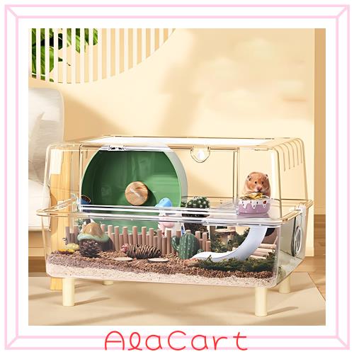 Ruexueの大型ハムスターケージ、ハムスターの二階建て大別荘,完全に透明で視認性が良く、厚みがあり、耐摩耗性と耐噛み性があり、換気との通販は