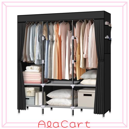 ワードローブ カバー付き クローゼット 不織布 大容量 ハンガーラック カバー付き シンプル収納棚 おしゃれ 組み立て式 省スペース 洋服の通販は