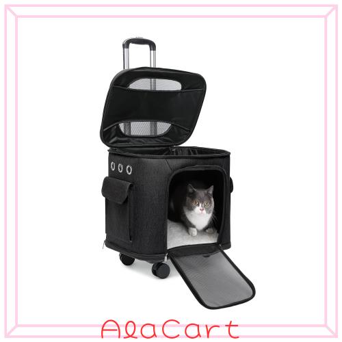 CHINSUKIDA 猫 キャリー キャスター付き 小型犬 キャリーカート 2way ペットキャリーバッグ 犬用ソフトクレート 折りたたみ可 マット付き