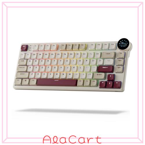 RK ROYAL KLUDGE N80 メカニカルキーボード (スマートディスプレイとノブ付き)、トップマウント 75% ワイヤレス メカニカルキーボード BT