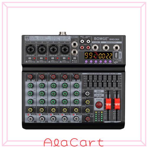 BOMGE 06A Professional 6通信路 DJ Audio Mixer USB Bluetooth相応う 99 DSP Effects