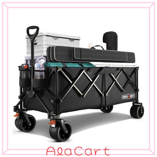 Overmont 特大容量300L アウトドアワゴン 耐荷重200kg ベアリング付き 荷室加長 キャリーワゴン キャリーカート キャンプカート 長物対応の通販は
