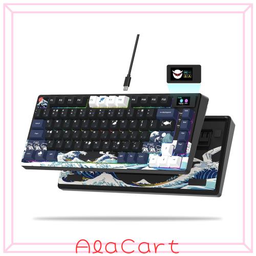 Womier ゲーミングキーボード 日本語配列 75% キーボード カラー キーボード 有線 RGBカスタムキーボード メディア ディスプレイ メカニ