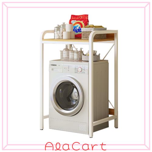 Floralies ランドリーラック 金属製 木製 洗濯機収納ラック 縦型 1段 ランドリー収納 トイレ収納ラック 組み立て式 (白フレーム+ナチュラの通販は 14,725円