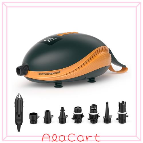 OUTDOORMASTER 電動エアーポンプ 20psi 電気高圧DC12V 空気入れ ポータブルポンプ インフレータブル SUP用 日光可読LCD 数値表示 液晶ス